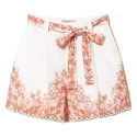 Twinset - Short in Lino Fantasia Floreale - Bianco/Rosa - Pantaloni - Made in Italy - Luxury Exclusive Collection