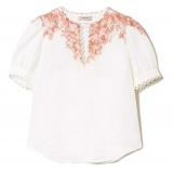 Twinset - Blusa in Lino Fantasia Floreale - Bianco/Rosa - Camicia - Made in Italy - Luxury Exclusive Collection