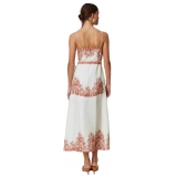 Twinset - Floral Fantasy Linen Dress - White/Pink - Dress - Made in Italy - Luxury Exclusive Collection