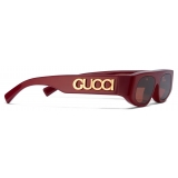 Gucci - Geometric Shaped Sunglasses - Burgundy - Gucci Eyewear