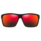 Maui Jim - Alenuihaha - Burgundy Stripe Hawaii Lava - Polarized Wrap Sunglasses - Maui Jim Eyewear