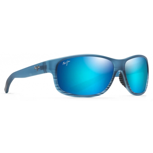 Maui Jim - Kaiwi Channel - Blue Black Stripe - Polarized Wrap Sunglasses - Maui Jim Eyewear