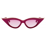 Valentino - V - Goldcut II Cat-eye Thickset Acetate Frame with Titanium Insert - Pink Dark Grey - Valentino Eyewear