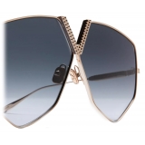 Valentino - V - Hexagon Oversized Titanium Aviator Frame - Platinum Gradient Grey - Valentino Eyewear