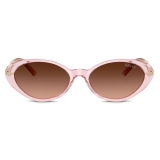 Versace - Tubular Greca Oval Sunglasses - Pink - Sunglasses - Versace Eyewear