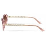 Versace - Tubular Greca Oval Sunglasses - Pink - Sunglasses - Versace Eyewear