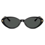 Versace - Tubular Greca Oval Sunglasses - Black - Sunglasses - Versace Eyewear