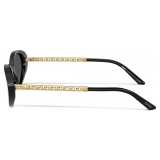 Versace - Tubular Greca Oval Sunglasses - Black - Sunglasses - Versace Eyewear