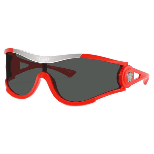 Versace - Occhiale da Sole Shield Medusa Medallion - Rosso - Occhiali da Sole - Versace Eyewear