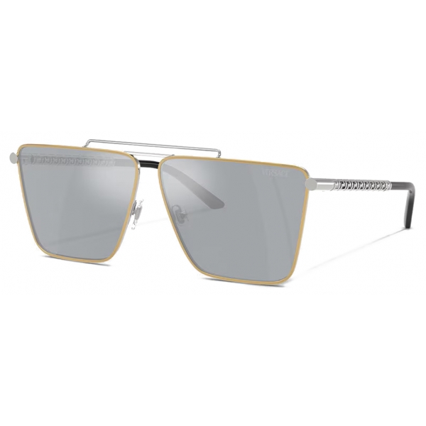 Versace - Occhiale da Sole Tubular Greca - Argento - Occhiali da Sole - Versace Eyewear