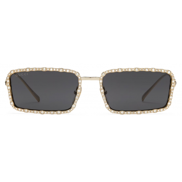 Gucci - Occhiale da Sole Rettangolare - Oro Giallo  Grigio - Gucci Eyewear