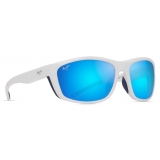 Maui Jim - Nuu Landing - White Blue - Polarized Wrap Sunglasses - Maui Jim Eyewear
