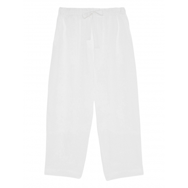 Ottod'Ame - Linen Trousers with Elastic Waistband - White - Trousers - Luxury Exclusive Collection