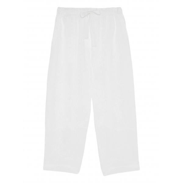 Ottod'Ame - Pantalone in Lino con Elastico in Vita - Bianco - Pantaloni - Luxury Exclusive Collection