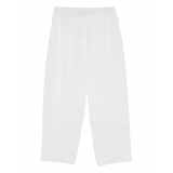 Ottod'Ame - Pantalone in Lino con Elastico in Vita - Bianco - Pantaloni - Luxury Exclusive Collection