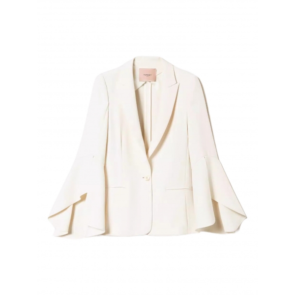 Twinset - Blazer in Crêpe Cady Leggero - Bianco - Giacche - Made in Italy - Luxury Exclusive Collection
