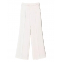 Twinset - Pantaloni Full Length in Crêpe Fluido - Bianco - Pantaloni - Made in Italy - Luxury Exclusive Collection
