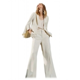 Twinset - Fluid Crepe Full Length Trousers - White - Trousers - Made in Italy - Luxury Exclusive Collection