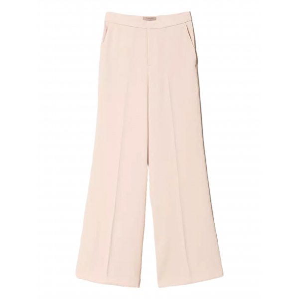 Twinset - Fluid Crepe Full Length Trousers - Powder Pink - Trousers - Made in Italy - Luxury Exclusive Collection