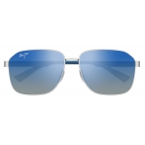 Maui Jim - ‘Onipa‘a Asian Fit - Silver Blue - Polarized Rectangular Sunglasses - Maui Jim Eyewear