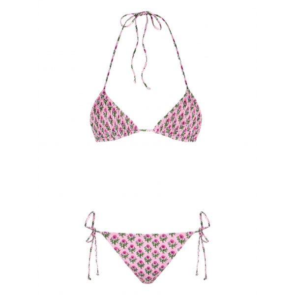 MC2 Saint Barth - Floral Print Bikini in Smock Stitch - Pink - Luxury Exclusive Collection