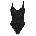 MC2 Saint Barth - Lurex V-Neck One Piece Swimsuit - Black - Luxury Exclusive Collection