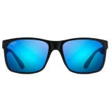 Maui Jim - Red Sands Asian Fit - Matte Black Blue - Polarized Rectangular Sunglasses - Maui Jim