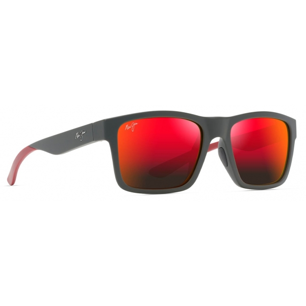 Maui Jim - The Flats - Dark Grey Red Hawaii Lava - Polarized Rectangular Sunglasses - Maui Jim