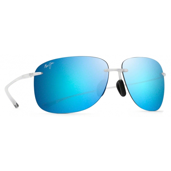 Maui Jim - Hikina - Crystal Matte Blue - Polarized Rimless Sunglasses - Maui Jim Eyewear