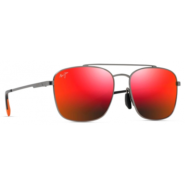 Maui Jim - Pīwai Asian Fit - Light Ruthenium Hawaii Lava - Polarized Aviator Sunglasses - Maui Jim