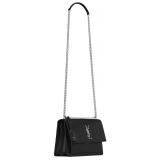 Yves Saint Laurent - Sunset Medium in Smooth Leather - Black Silver - Saint Laurent Exclusive Collection