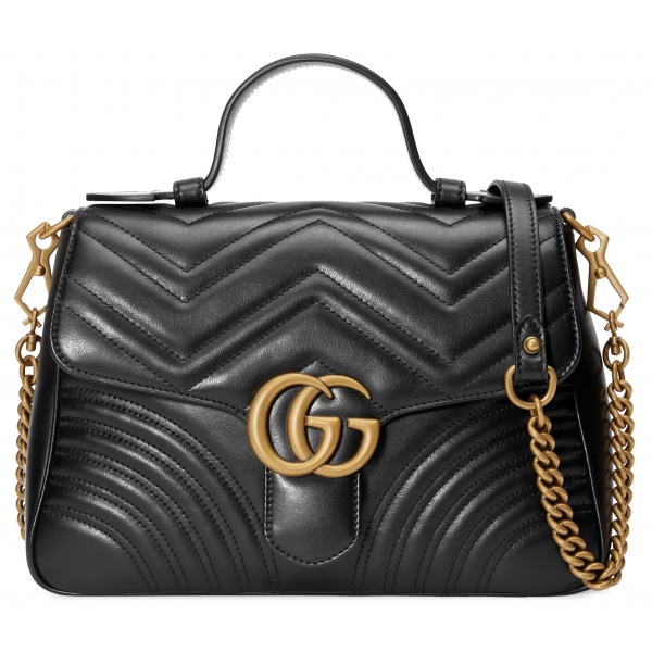 Gucci - GG Marmont Small Top Handle Bag - Black Leather - Bag - Gucci Exclusive Collection
