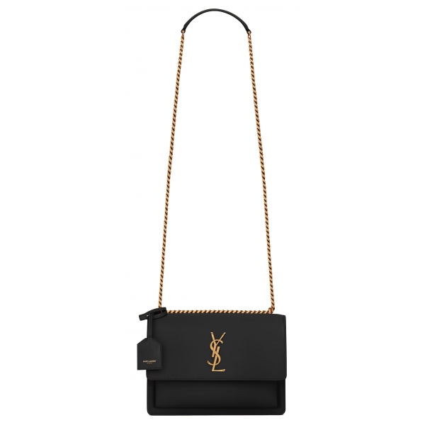 Yves Saint Laurent - Sunset Medium in Smooth Leather - Black Gold - Saint Laurent Exclusive Collection