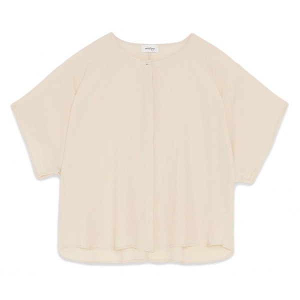 Ottod'Ame - Short Sleeve Blouse with Buttons - Cream - Shirt - Luxury Exclusive Collection