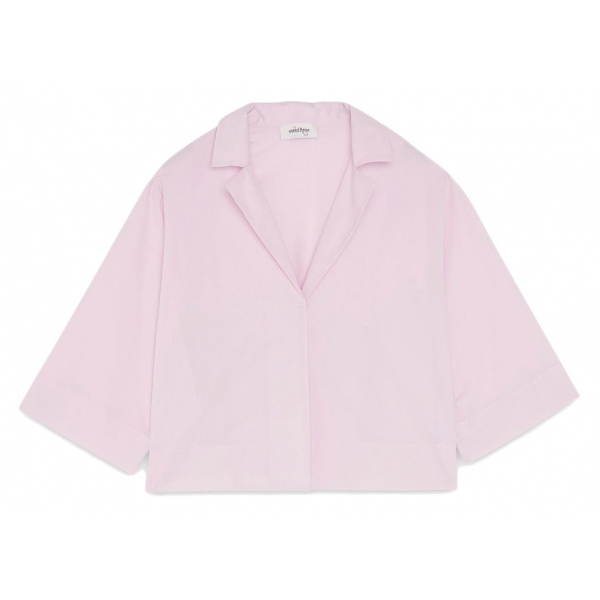 Ottod'Ame - Cropped Shirt in Cotton Poplin - Pink - Shirt - Luxury Exclusive Collection