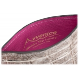 Avvenice - Crocodile Credit Card Holder - Himalaya Fuchsia - Handmade in Italy - Exclusive Luxury Collection