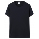Burberry - T-Shirt in Cotone - Blu Carbone - Burberry Exclusive Collection