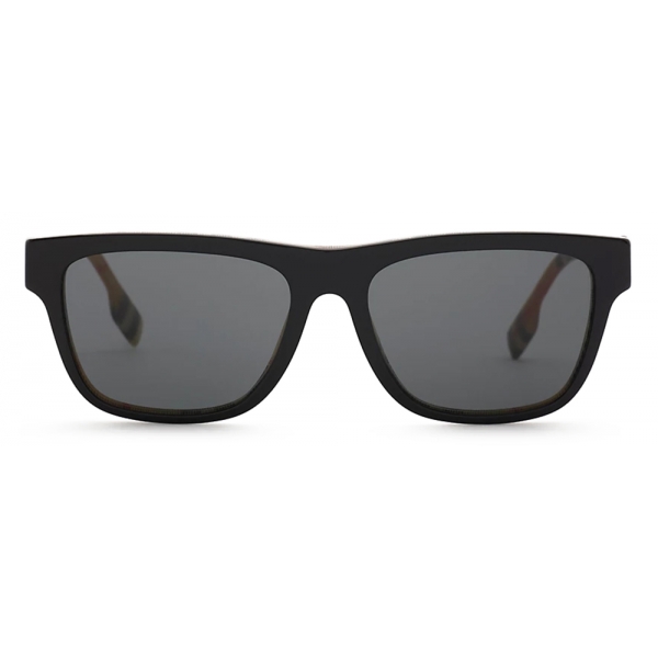 Burberry - Check Rectangular Sunglasses - Black Beige - Burberry Eyewear
