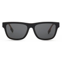 Burberry - Check Rectangular Sunglasses - Black Beige - Burberry Eyewear