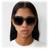Burberry - Check Square Frame Sunglasses - Birch Brown - Burberry Eyewear