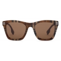 Burberry - Check Square Sunglasses - Birch Brown - Burberry Eyewear