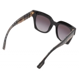 Burberry - Check Square Sunglasses - Black Beige - Burberry Eyewear