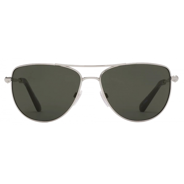 Burberry - Metal Logo Square Sunglasses - Silver - Burberry Eyewear