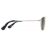 Burberry - Metal Logo Square Sunglasses - Silver - Burberry Eyewear