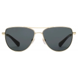 Burberry - Metal Logo Square Sunglasses - Shiny Gold - Burberry Eyewear