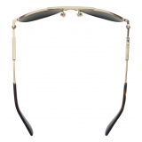 Burberry - Occhiali da Sole Squadrati in Metallo con Logo - Oro Lucido - Burberry Eyewear