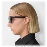 Burberry - Occhiali da Sole Ovali con Aste Tubolari - Nero Trasparente - Burberry Eyewear