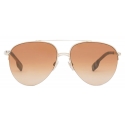 Burberry - Vintage Check Detail Pilot Sunglasses - Light Brown - Burberry Eyewear