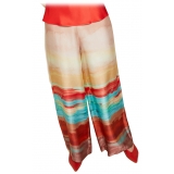Ottod'Ame - Abstract Patterned Wide Leg Trousers - Multicolour - Trousers - Luxury Exclusive Collection