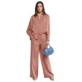 Ottod'Ame - Linen Wide Leg Trousers - Pink - Trousers - Luxury Exclusive Collection